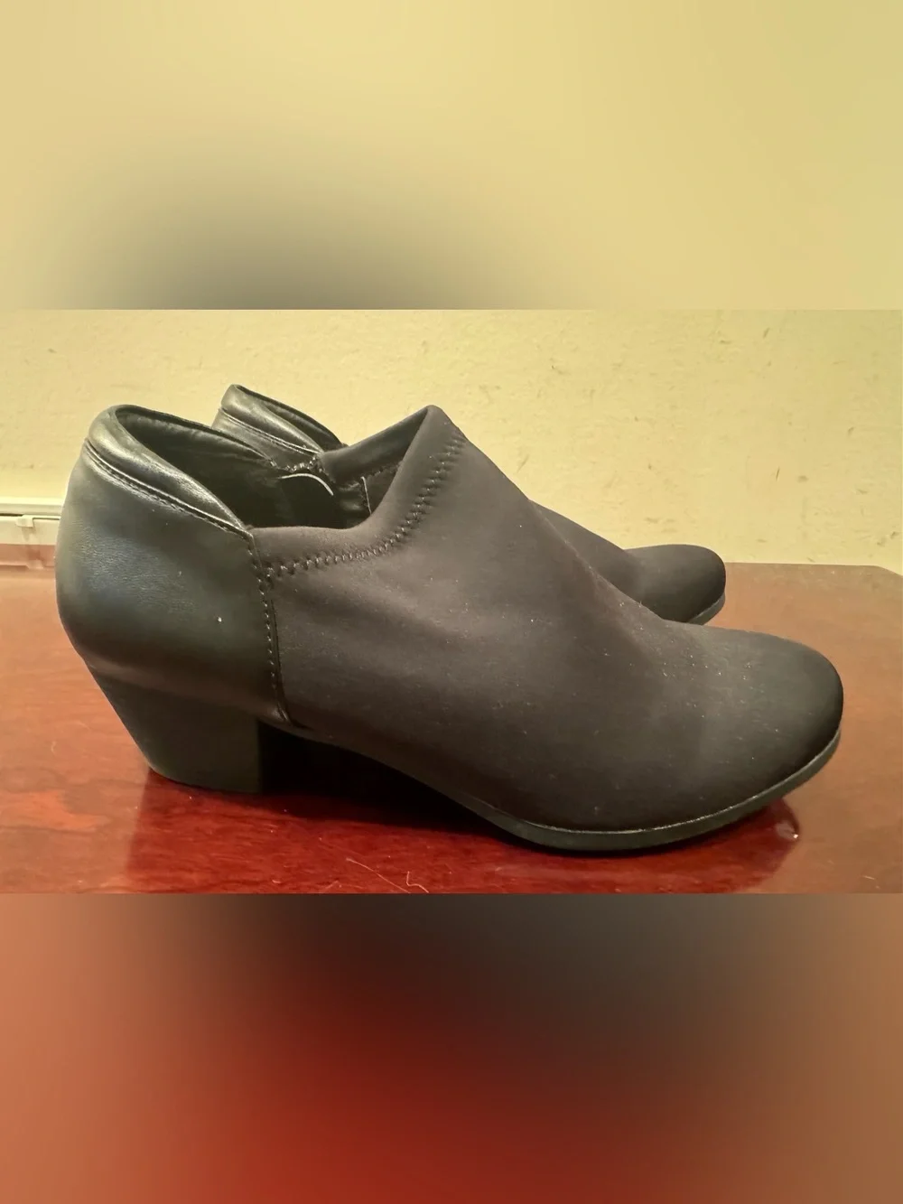 Women's Black Fabric Ankle Booties with Side Zip by Black Rivet - Size 7.5